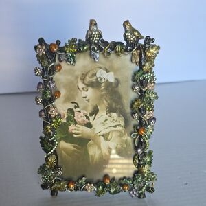Tizo Design Ornate Victorian Frame w Bird & Floral Swarozski Crystal Accents 4x6